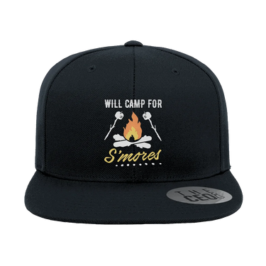 Will Camp For Smores Embroidered Flat Bill Hat